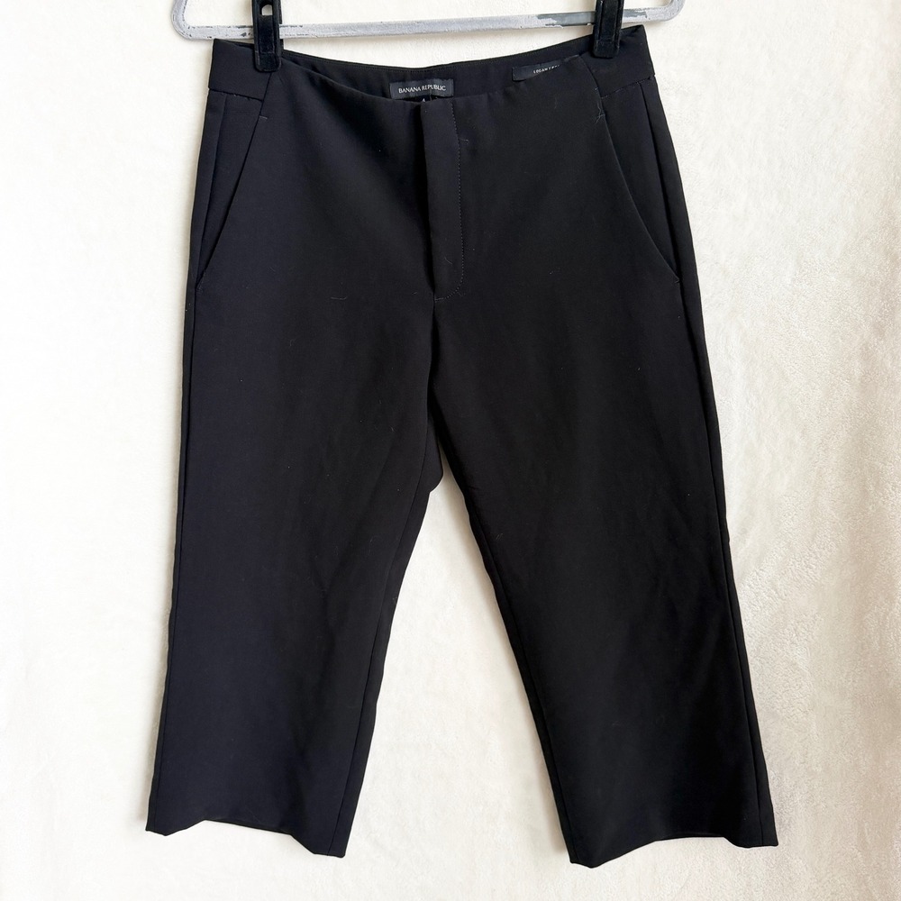 Banana Republic Womens Black Logan Crop Straight Leg Trouser Pants NWOT Sz 4